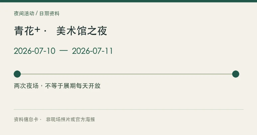 青花+ · 美术馆之夜的活动日期信息卡